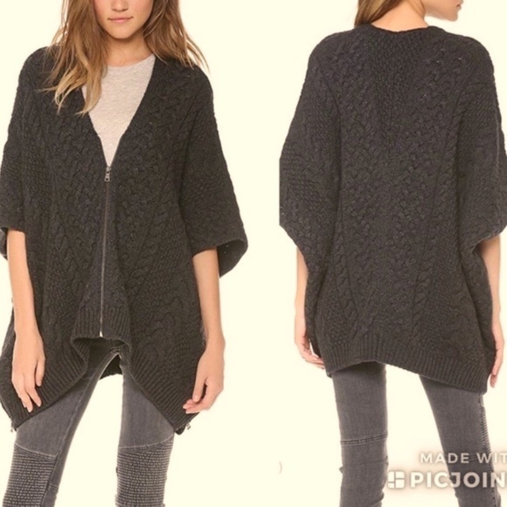 Vince Yak Cable Knit Poncho